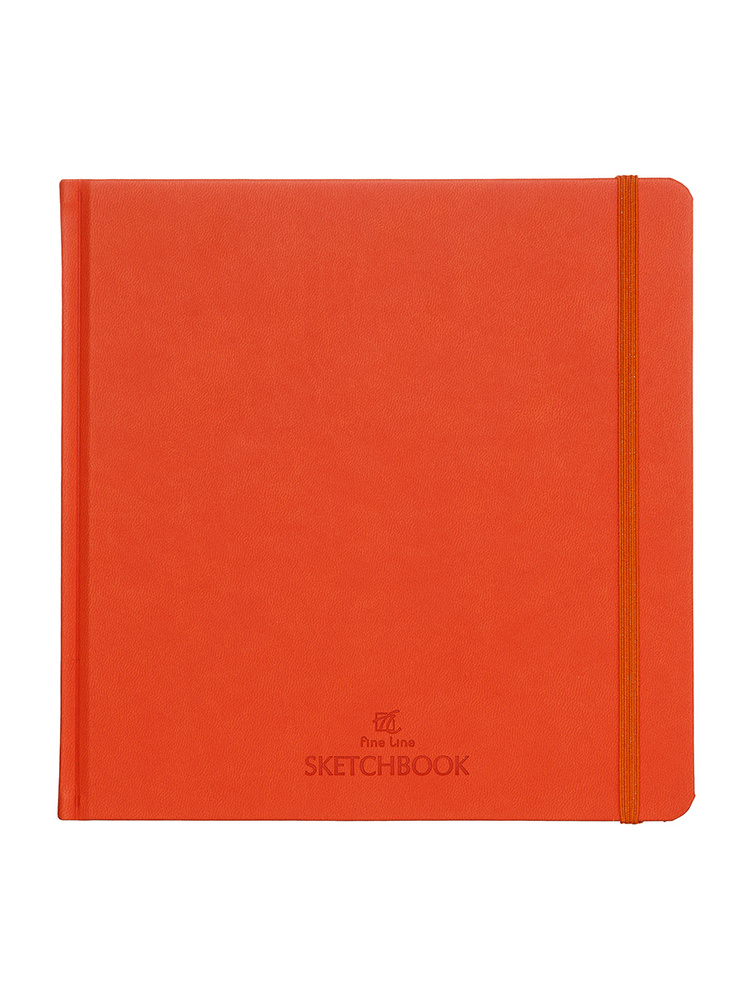 Скетчбук для акварели и пастели 19х19см 200г/м2 32л FINE LINE Lux Оранж кожаная обложка книжный переплет #1