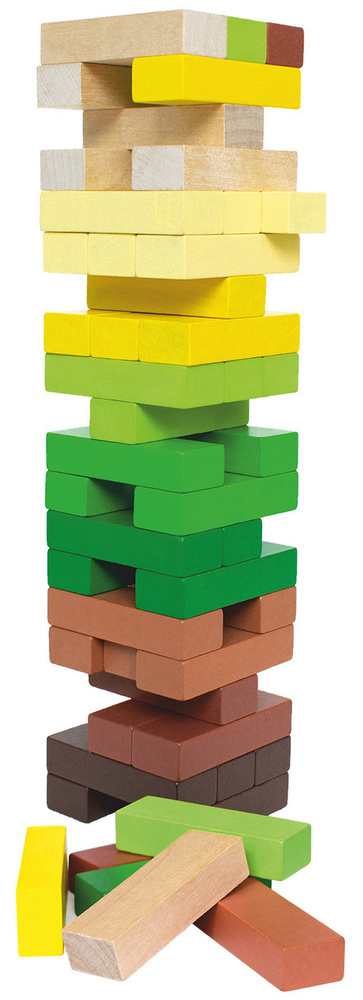 Логическая настольная игра Томик "Башня. Лес", деревянный игровой набор из 54 разноцветных брусков, падающая #1