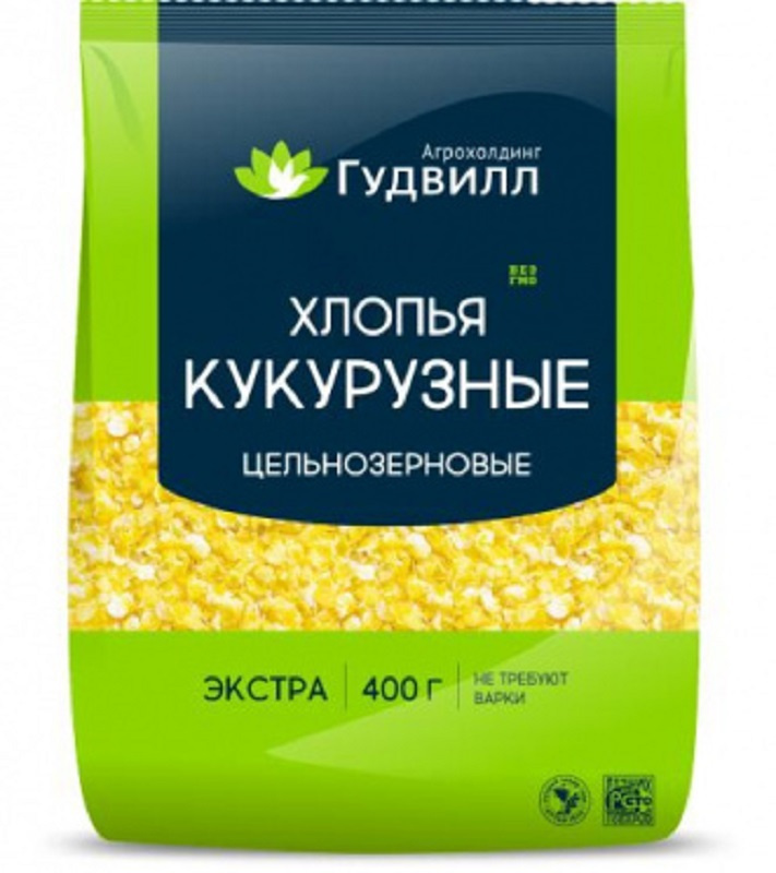 Гудвилл Хлопья Кукурузные крупяные не треб/варки "Экстра" 400гр 3шт  #1