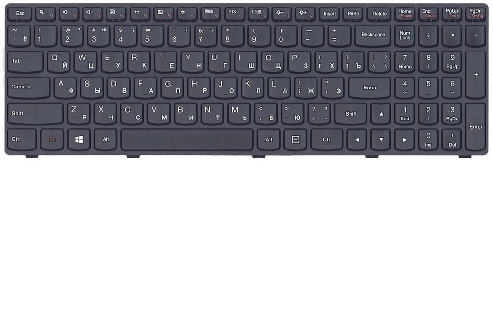 Клавиатура для ноутбука Lenovo IdeaPad G500 G505 G505A G510 G700 G700A G710 черная с черной рамкой  #1