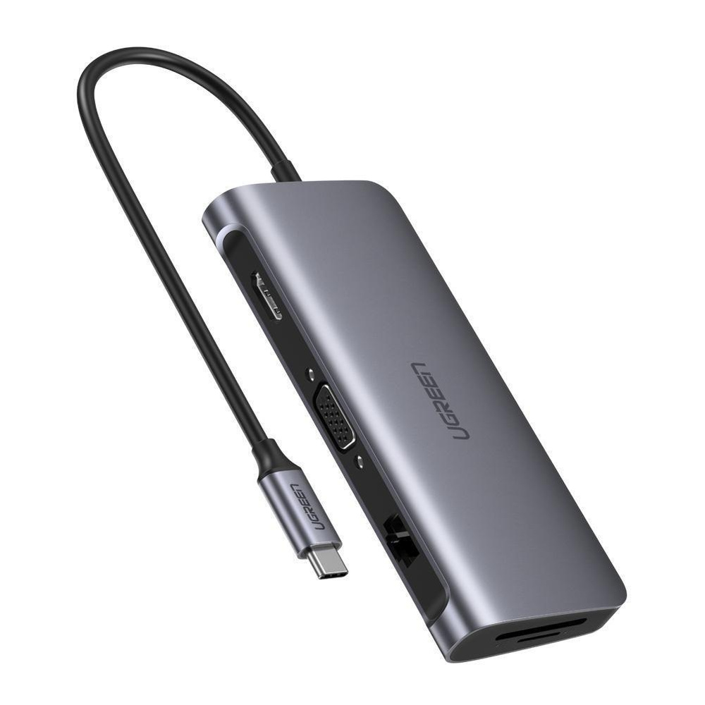 UGREEN. USB концентратор 9 в 1 (хаб), 3 x USB 3.0, HDMI, VGA, RJ45 Gigabit, TF/SD, PD (40873)  #1