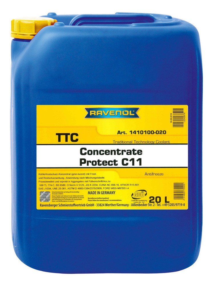 Антифриз концентрат жёлтый RAVENOL TTC Traditional Technology Coolant Concent (20л)  #1