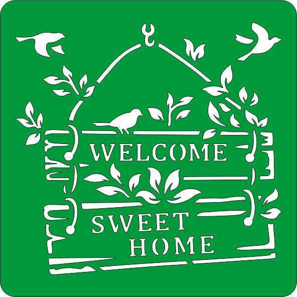 Трафарет на клеевой основе Welcome sweet home, 15х15 см #1