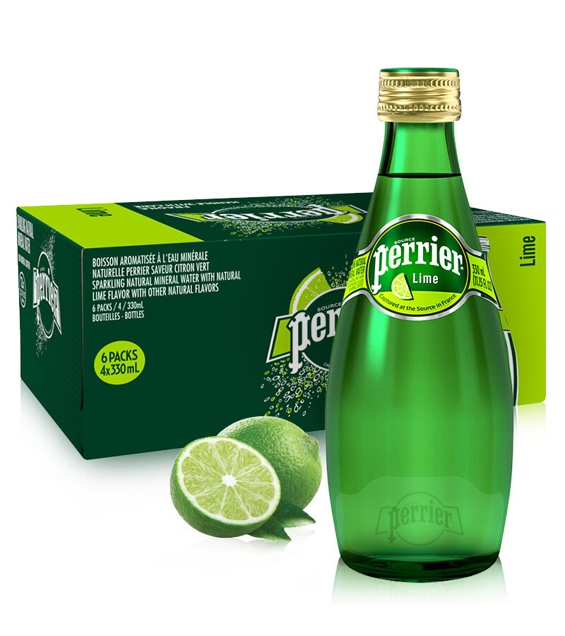 Вода минеральная Perrier (Перье) ЛАЙМ, 24 шт по 0,33 л, стекло, газ  #1