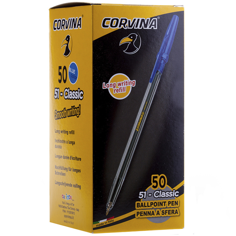 Ручка шариковая Corvina "51 Classic" синяя, 1,0мм, прозрачный корпус (50 штук)  #1