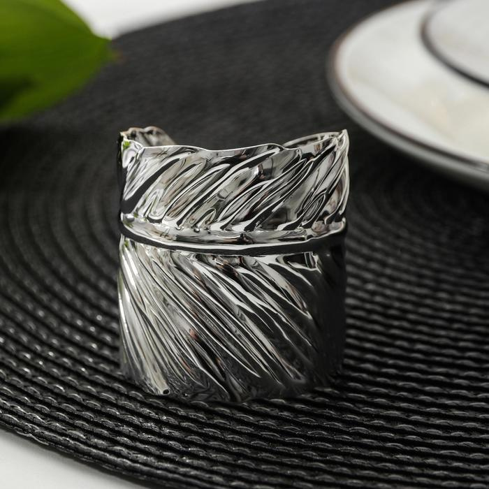 Кольцо для салфетки Лист , 6,5 4,5 5 см, цвет серебряный #1