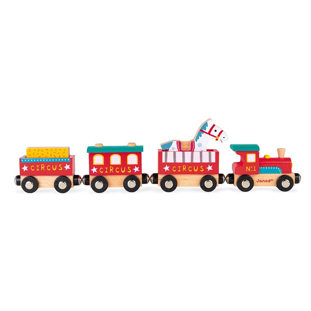 Поезд на магнитах Janod с деревянными фигурками Цирк #1