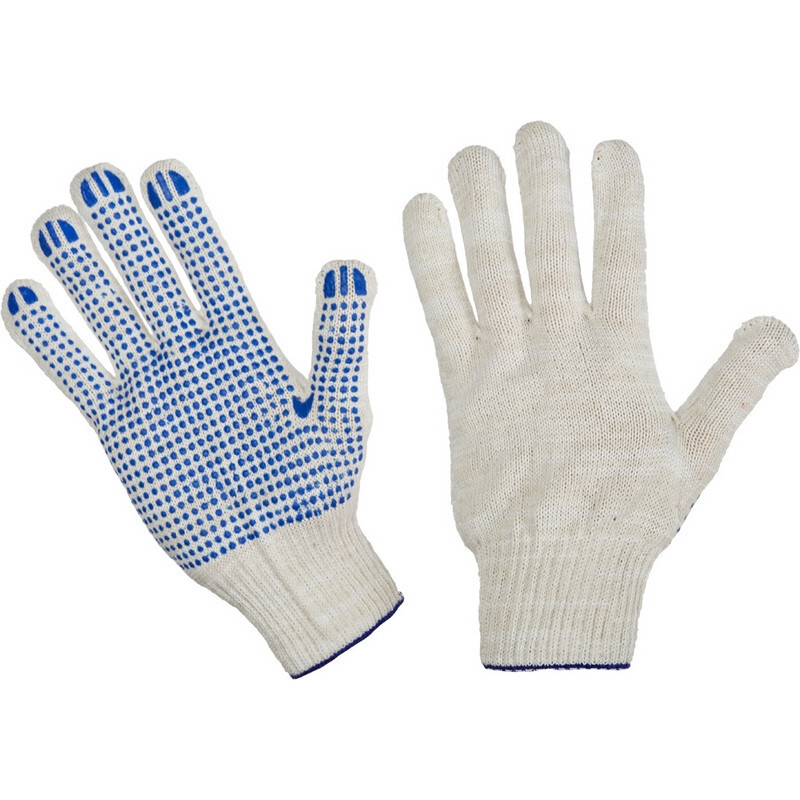 Перчатки защитные трикотажные с ПВХ Точка, 5 нитей, 52 г., 10 класс, 300 пар в упаковке  #1