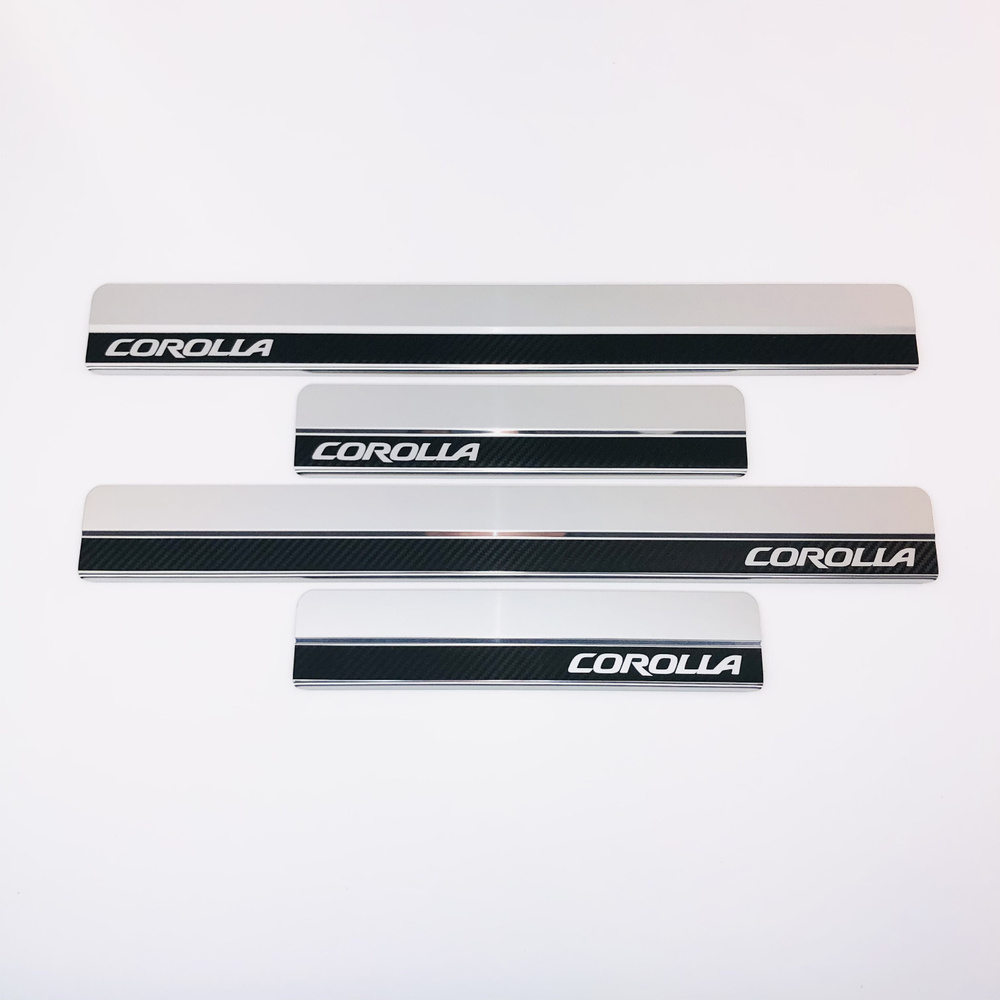 Накладки на пороги Toyota Corolla (E210) 2019-н.в. нерж.сталь + КАРБОН комплект 4 шт.  #1