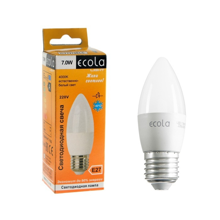 Лампа светодиодная Ecola Light candle LED, 7 Вт, E27, 4000 K, 103x37мм C7TV70ELC  #1