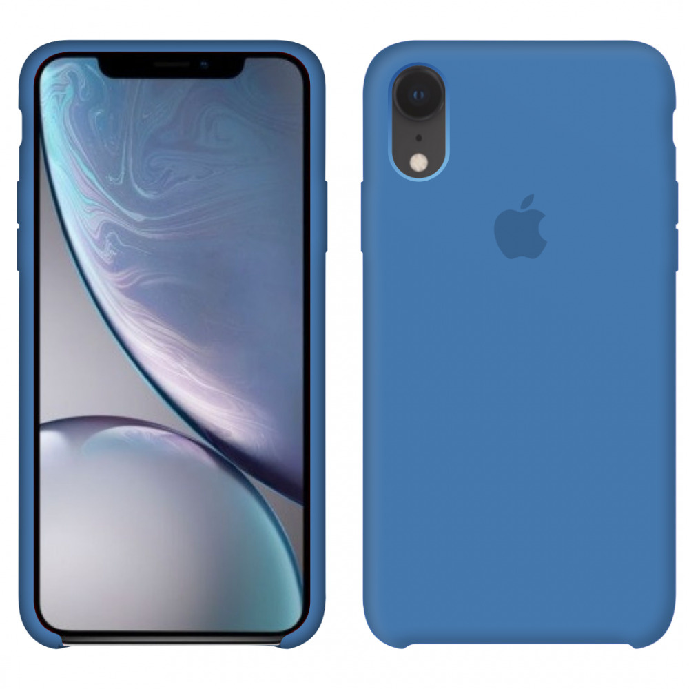 Силиконовый чехол для смартфона Silicone Case на iPhone Xr / Айфон Xr с логотипом, синие сумерки  #1