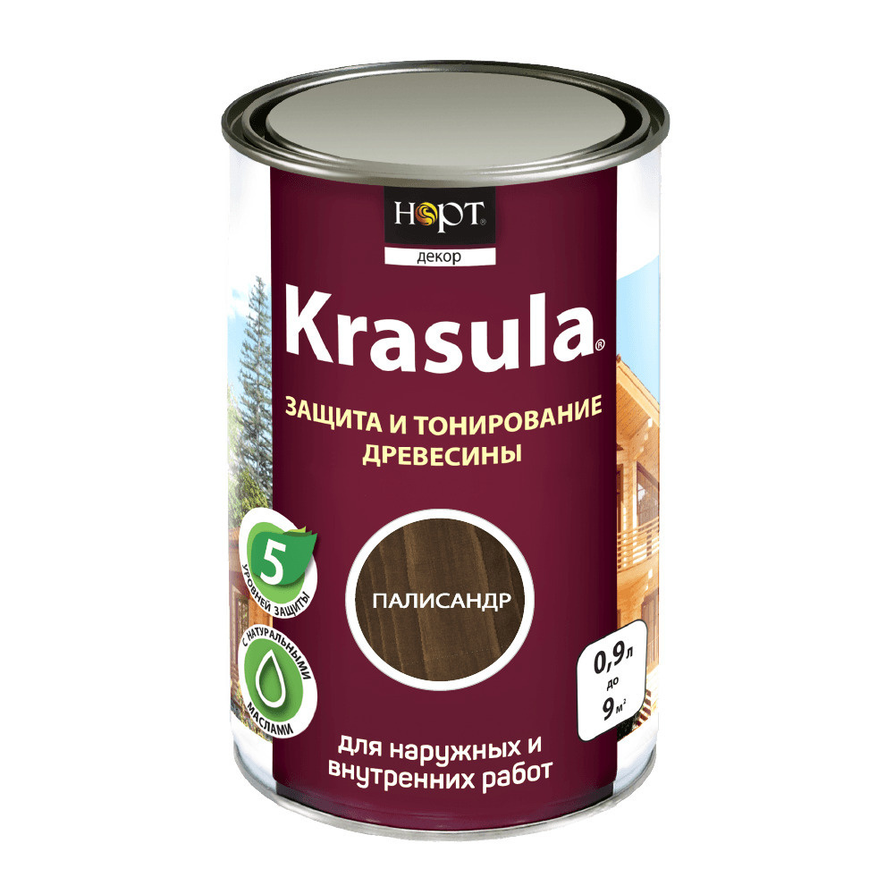 Krasula 0,9л палисандр, Защитно-декоративный состав для дерева и древесины Красула, пропитка, защитная #1