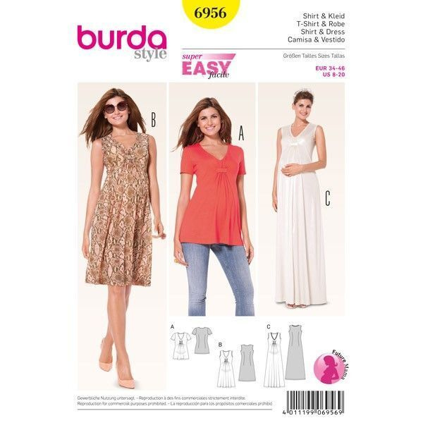 Выкройка Burda 6956-Платье, Блузка для будущей мамы #1