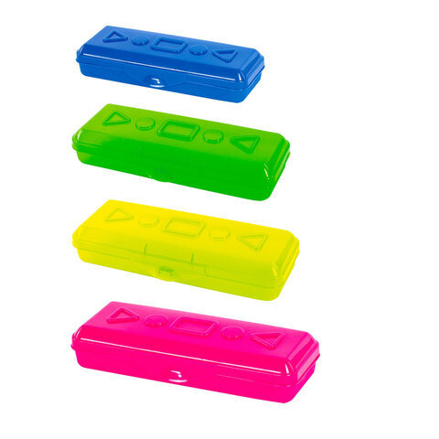 Пенал пластиковый ПИФАГОР тонированный, ассорти 4 цвета, 20х7х4 см, 228113  #1