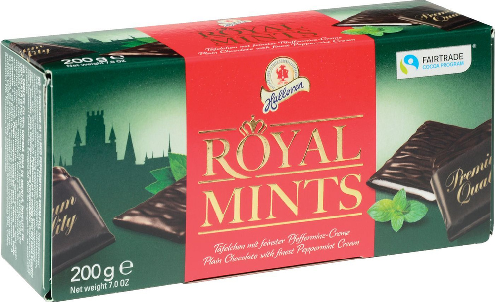 Halloren Royal Mints шоколадные плитки с мятной начинкой, 200 г #1