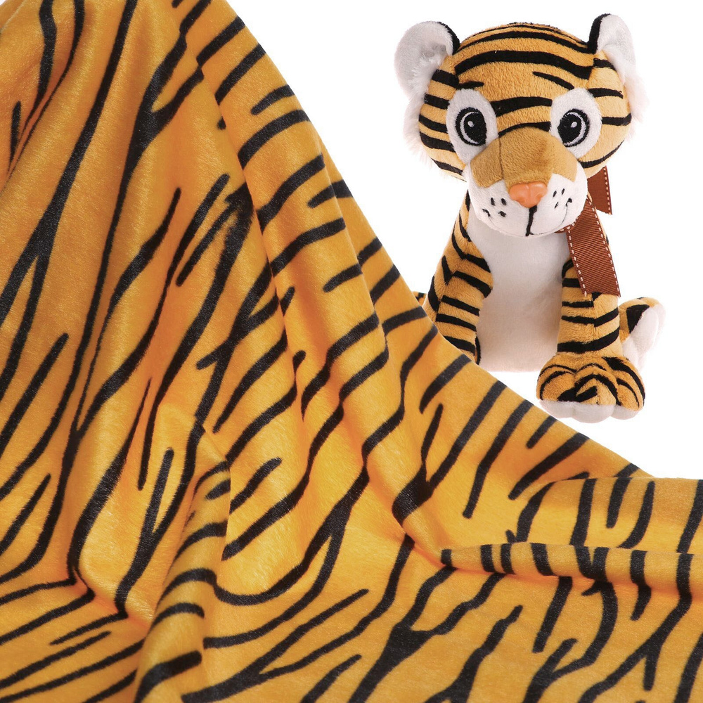 Лоскут для рукоделия Страна Карнавалия, 53 х 53 см, мех, тигровый бежевый на трикотажной основе  #1
