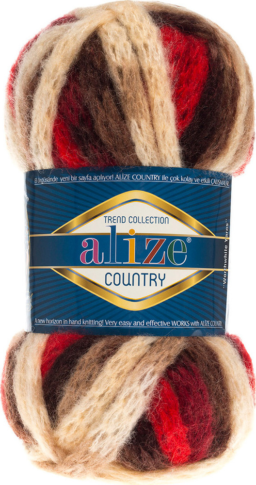 Пряжа ALIZE Country акриловая Ализе Кантри фантазийная, объемная, цвет 5470, 100 г, 34 м, 5 шт  #1