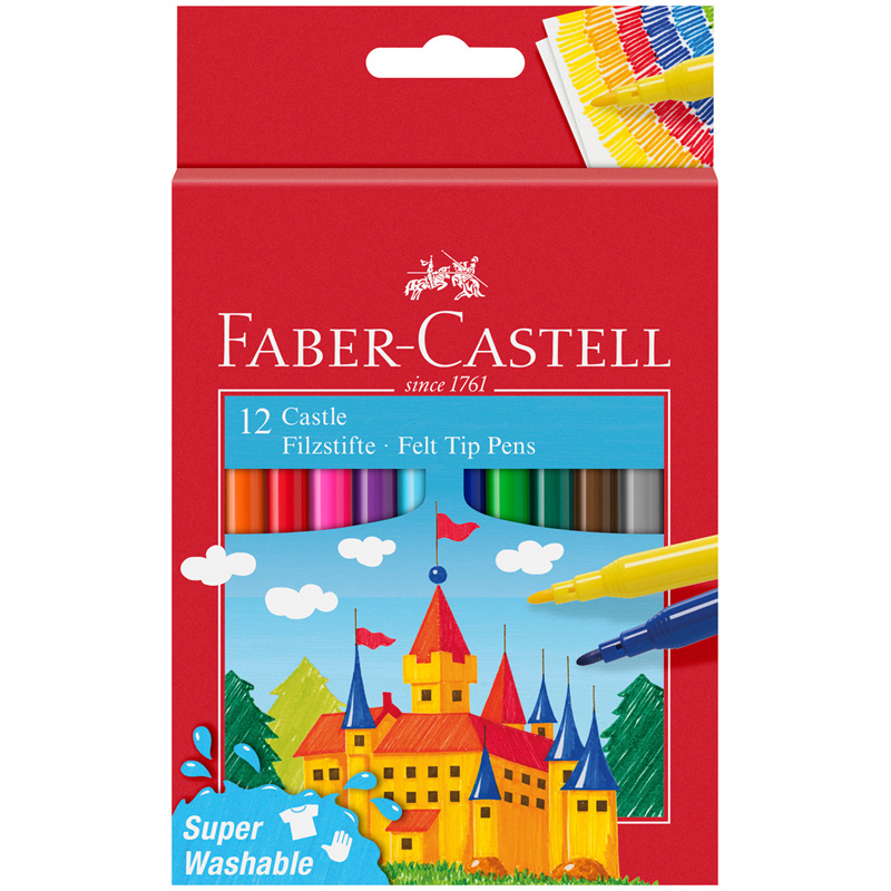 Фломастеры Faber-Castell "Замок", 12цв., смываемые, картон, европодвес  #1