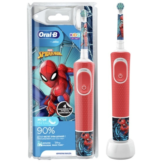 Детская электрическая зубная щетка Oral-B Vitality Kids Spiderman D100 Человек-Паук  #1