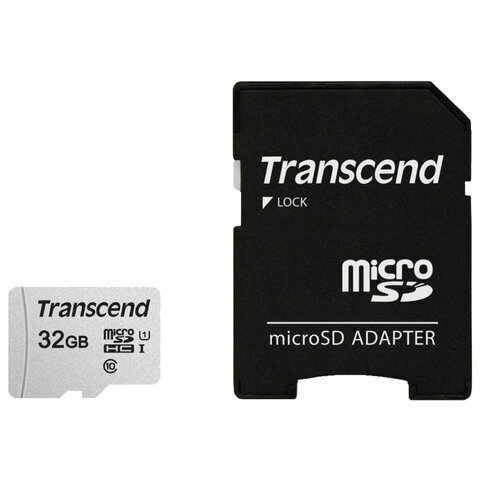 Карта памяти microSDHC 32 GB TRANSCEND UHS-I U3, 95 Мб/сек (class 10), адаптер, TS32GUSD300S-A  #1