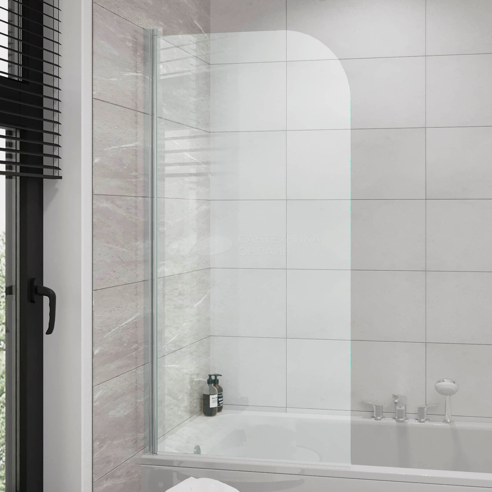 Шторка для ванны Grossman GR-100/1 150x70 алюминиевый профиль, стекло прозрачное 6мм. Уцененный товар #1
