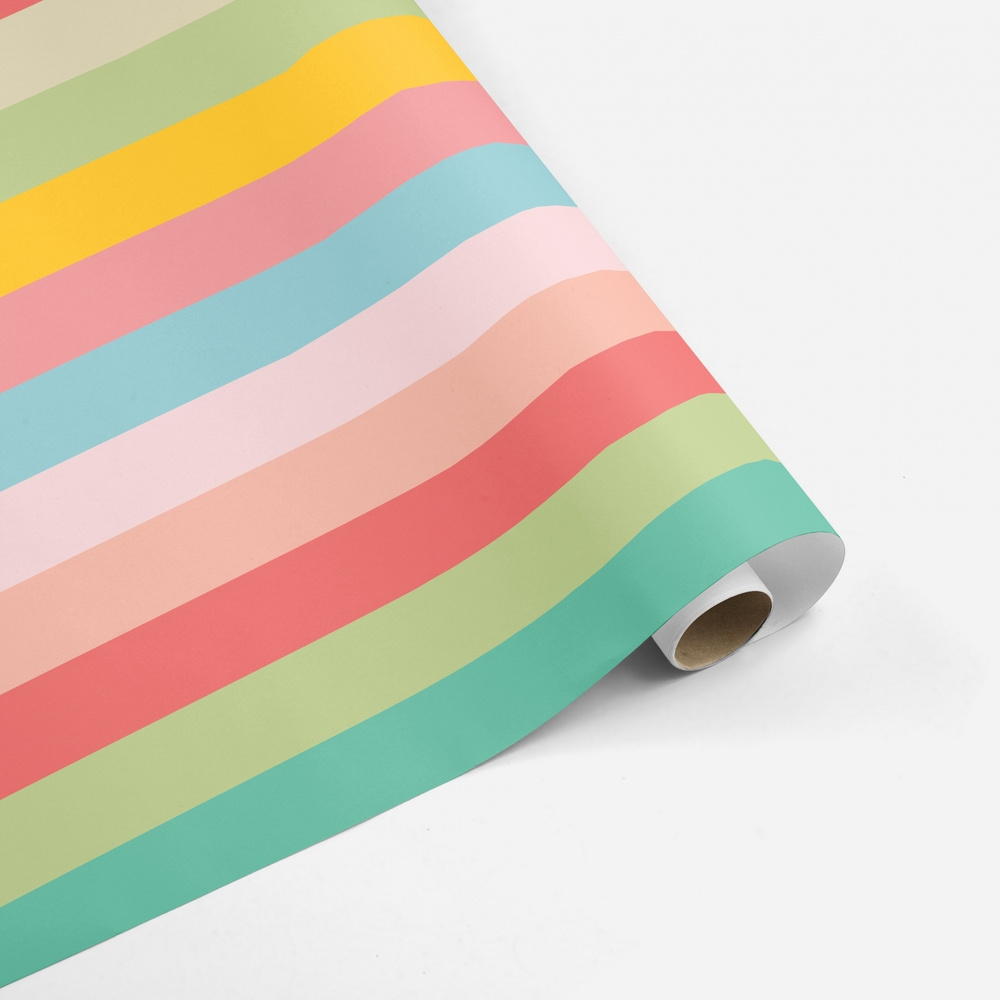 Бумага упаковочная универсальная декоративная, Цветные полосы, пастель 70*100 см  #1