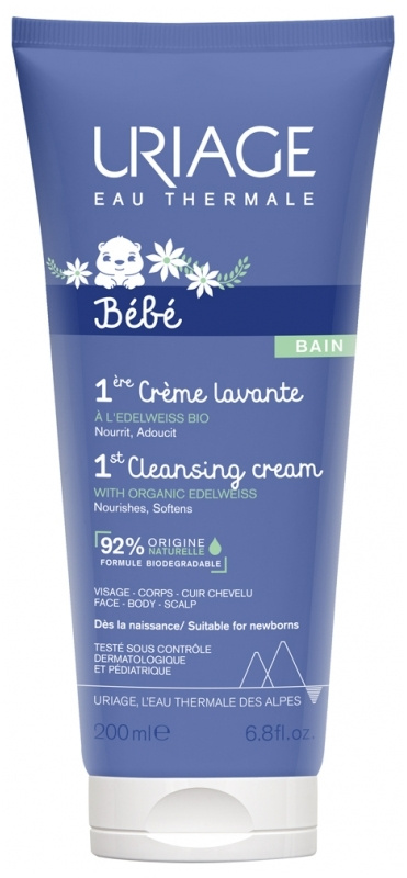 URIAGE ПЕРВЫЙ Очищающий пенящийся крем для детей и новорожденных (BEBE 1ERE CREME LAVANTE), 200 мл  #1