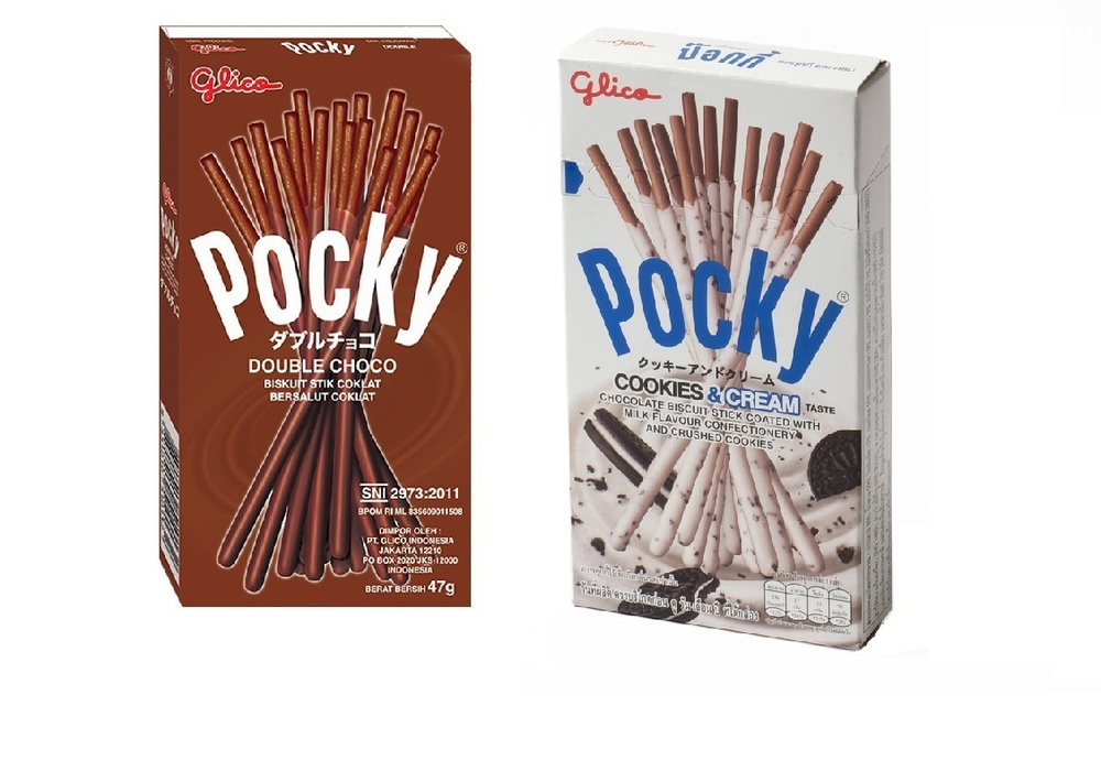 Печенье Pocky Double Choco and Cookies & Cream / Покки шоколадные палочки Двойной шоколад и Печенье крем #1