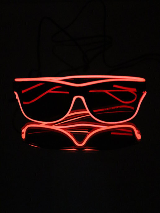 Карнавальные неоновые светодиодные светящиеся очки с подсветкой Riota на Хэллоуин Неон, красный  #1
