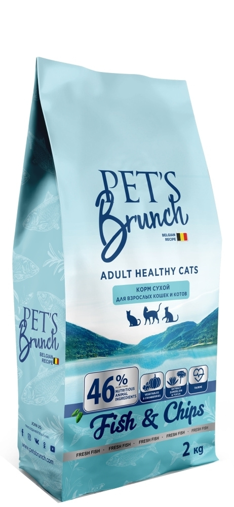 Корм сухой для взрослых кошек PET'S BRUNCH ADULT HEALTHY CATS 2кг (с рыбой)  #1