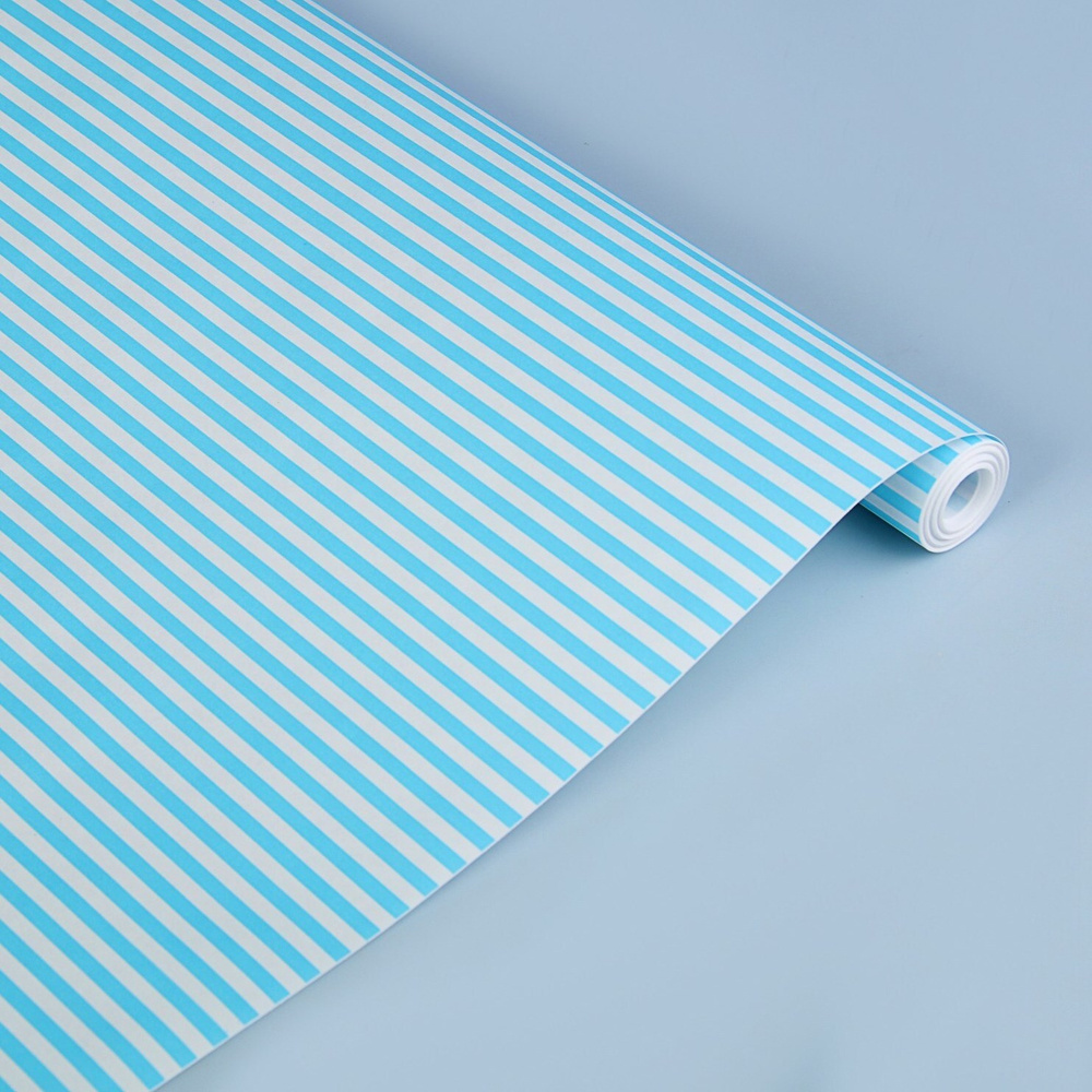 Крафт-бумага белёная односторонняя в рулоне 0,5x10 метров 70 г/м2, принт Полоски голубые  #1