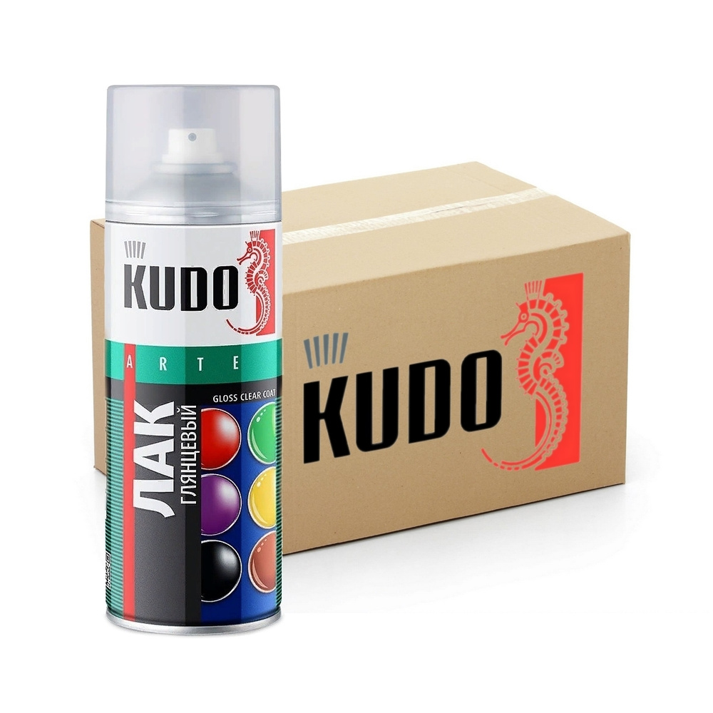 Лак универсальный KUDO, акриловый, глянцевый, аэрозоль, 520мл, комплект 12 шт.  #1