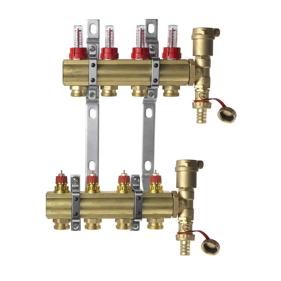 Комплект коллекторов FHF-4F set с расходомерами, кронштейнами и воздухоотводчиками, 4 контура  #1