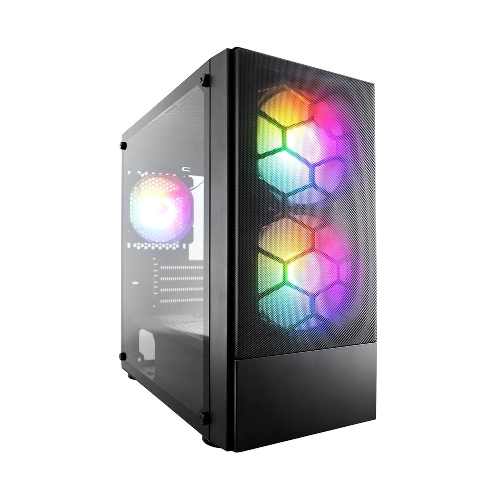 Корпус 1STPLAYER FIREBASE X4-M Black mATX, TG 1x120mm & 2x140mm LED ...