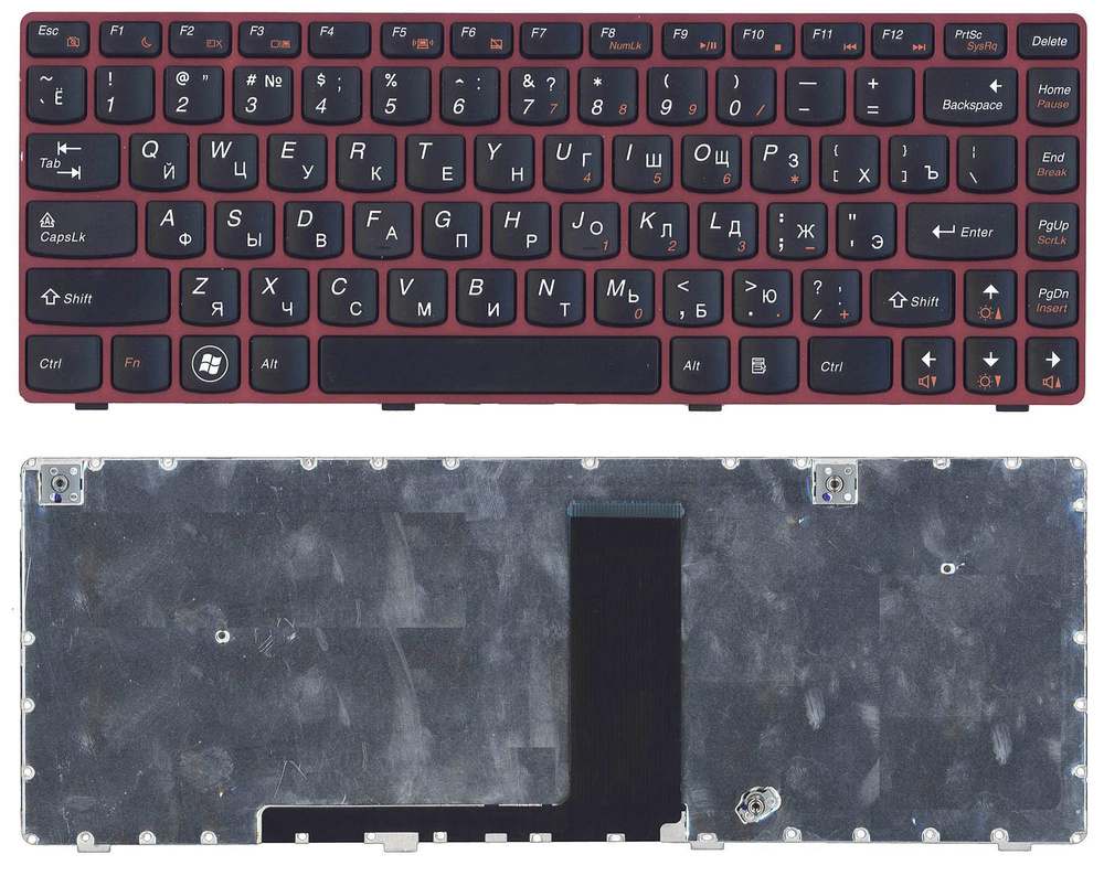 Клавиатура для ноутбука Lenovo V380 черная с красной рамкой #1