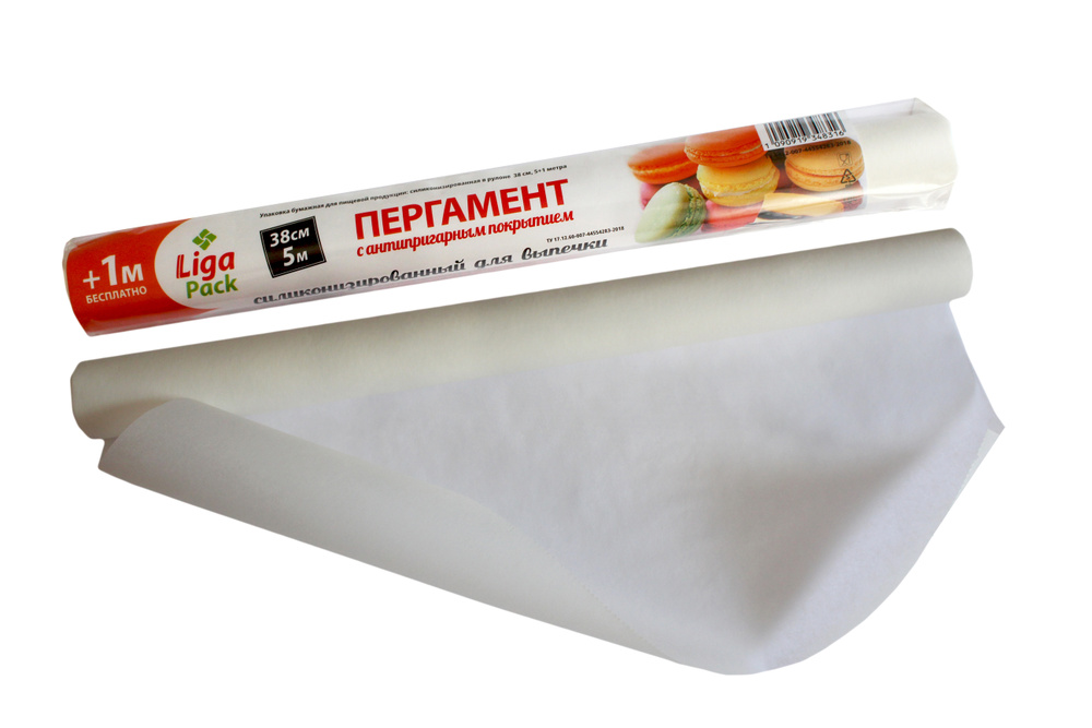 Бумага для выпечки силиконизированная Gurmanoff 6м х 38см многоразовая белая /пергамент  #1