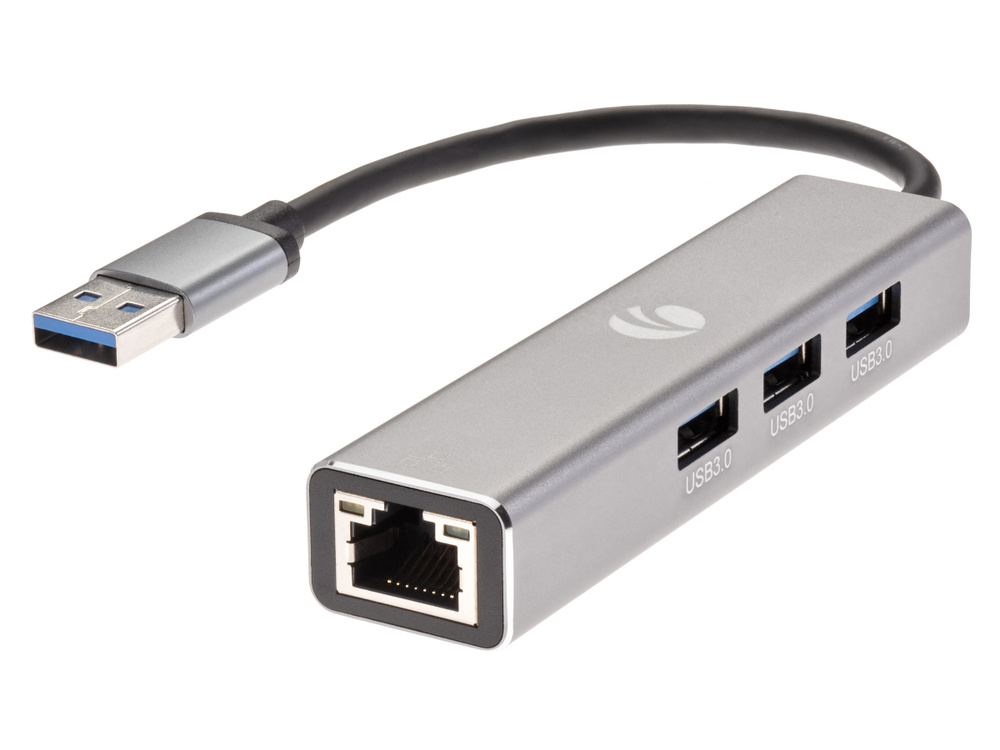 USB HUB + Ethernet адаптер сетевой "4 в 1" VCOM юсб хаб разветвитель концентратор 3 x USB 3.0 + RJ45 #1