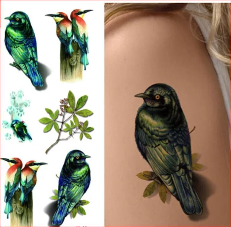 VASILEK Временная переводная татуировка " Птицы" 9х19 см #1