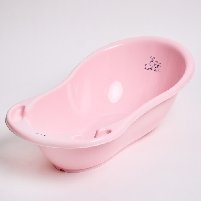 Ванна детская "Кролики" со сливом, 86 см, цвет розовый #1