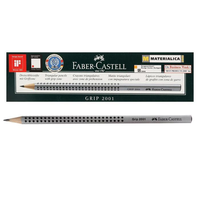 Карандаш чернографитный Faber-Castell профессиональные Grip 2001 2B трёхгранный корпус, массажные шашечки #1