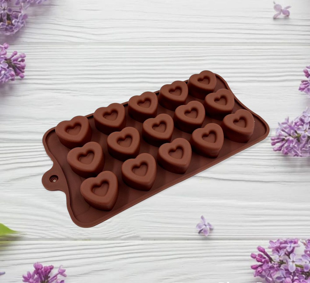 Силиконовая форма для шоколада, льда и др "Сердце с начинкой"  #1