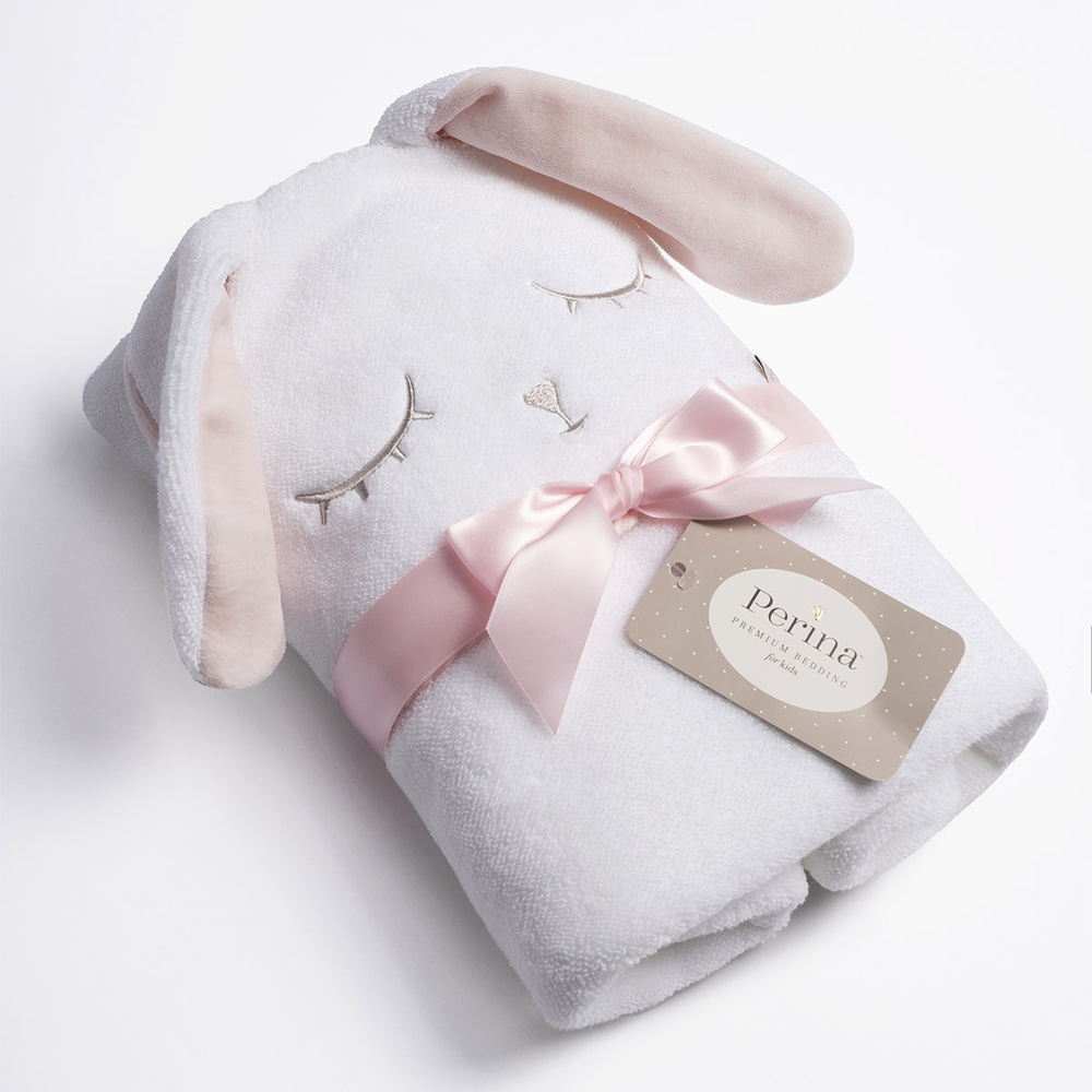 Детское полотенце с капюшоном PERINA "Лапушка розовая", 95 х 95 см, полотенце для новорожденного с уголком #1