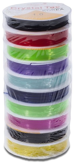 Резинка для бисера CRYSTAL TEC 10 штук, диаметр 1,0 мм, 20 метров (разноцветный)  #1