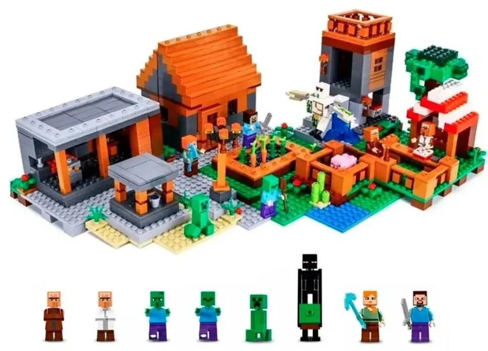 Конструктор Майнкрафт Деревня с жителями 4 в 1 803 детали / Minecraft фигурки игрушки / совместимый с #1