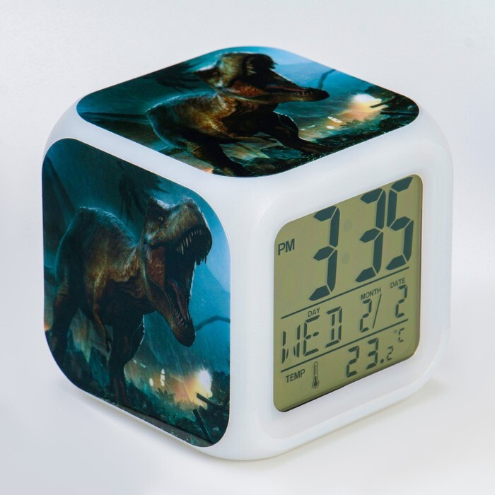 Часы домашние/Часы настольные электронные "Динозавр" с подсветкой, будильником, термометром, календарем #1