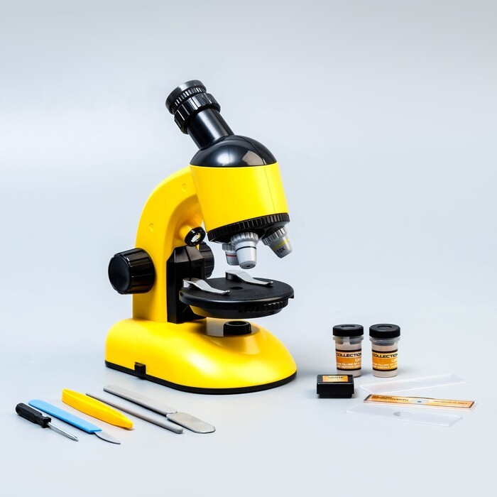 Микроскоп "Юный ученый" кратность до х1200, желтый, подсветка  #1