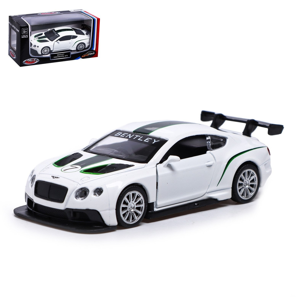 Машина металлическая АВТОГРАД "BENTLEY CONTINENTAL GT3" , 1:43, инерция, открываются двери  #1