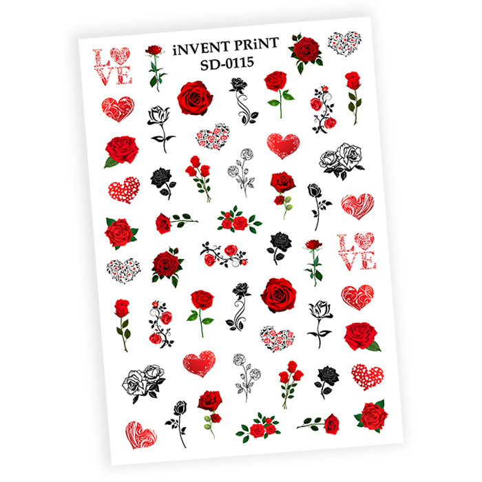 iNVENT PRiNT водные наклейки для ногтей Цветы Сердце #1
