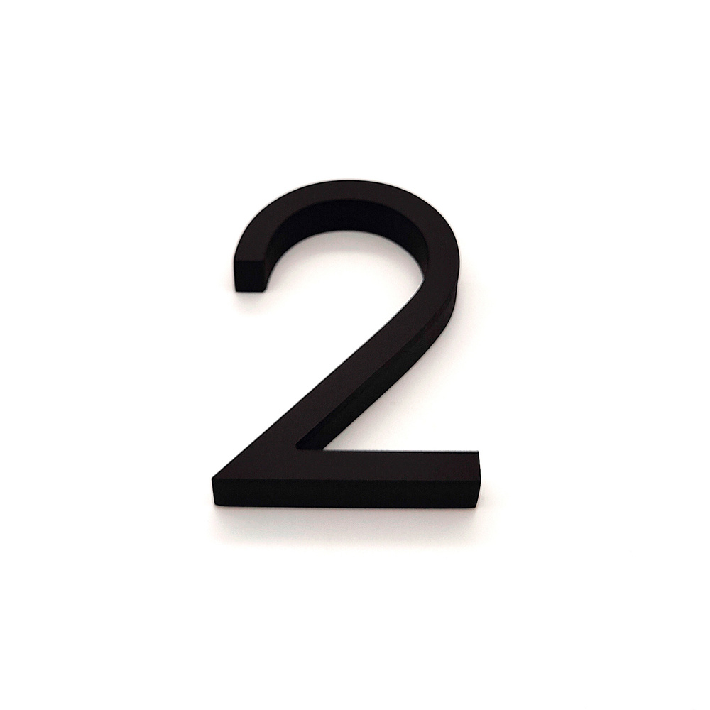 Объемная Цифра на дверь на клейкой основе " 2 " размер 7,5см, цвет: черный  #1