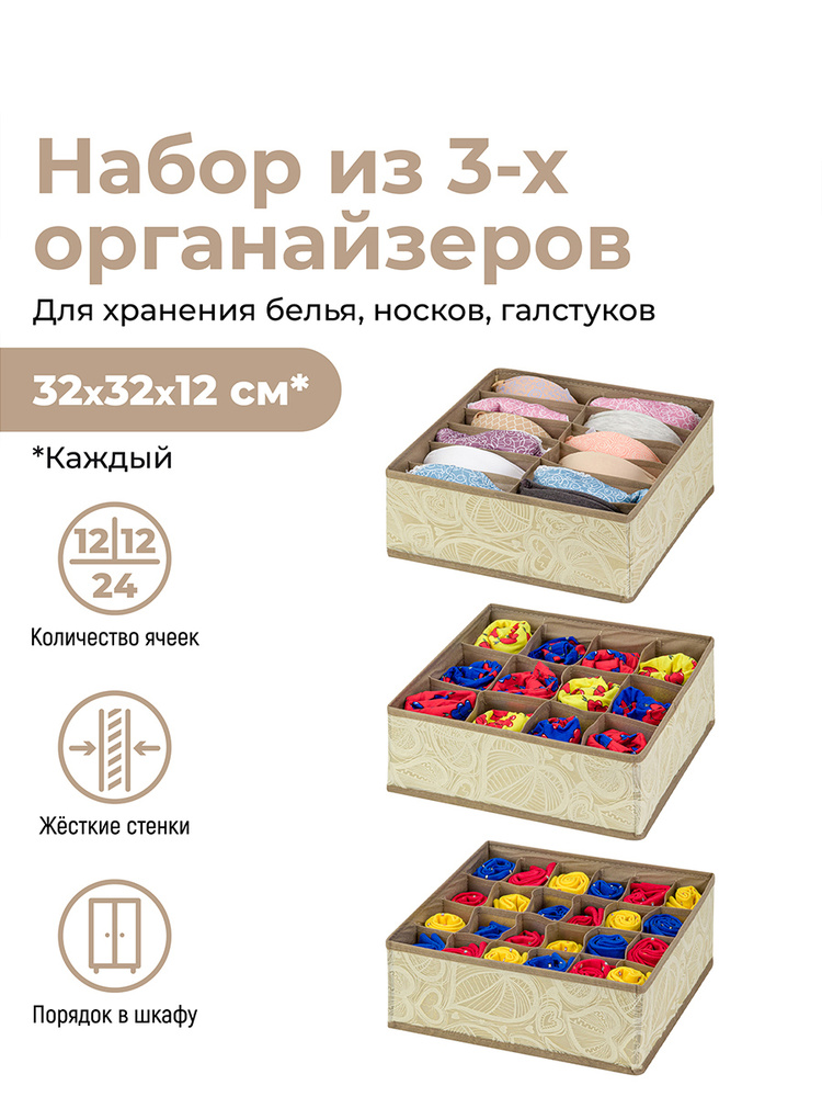 ELCASA Кофр для хранения вещей "Organizer (ELCASA)", 32 см х 32 см х 12 см , 3 шт  #1